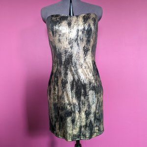 Ripe - Criss-Cross metallic splash Strapless Dress in Bronze & Black bnwot